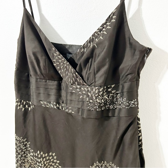 Ann Taylor Factory Cotton Embroidered Floral Sun Dress Cummerbund Waist V-neck - Picture 5 of 13